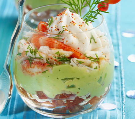 Verrine crevette avocat mayonnaise